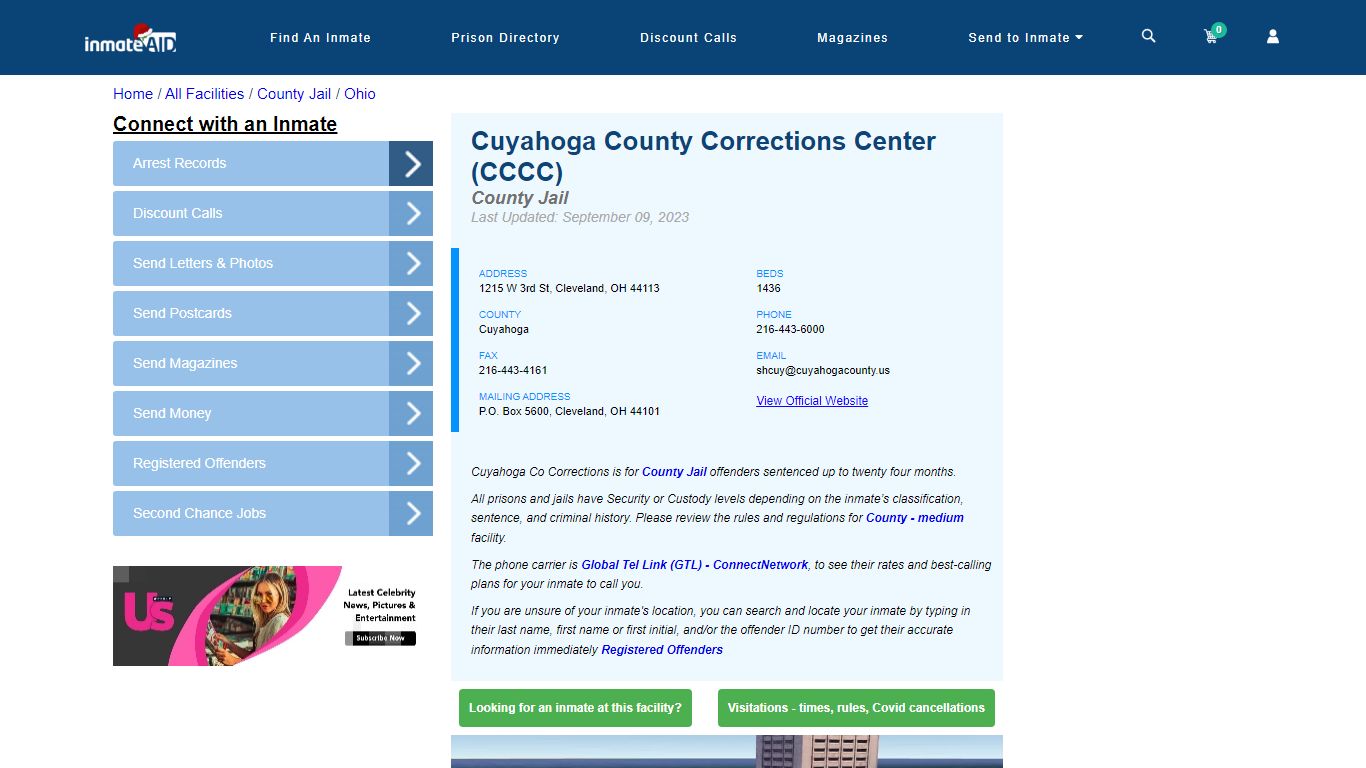 Cuyahoga County Corrections Center (CCCC) - Inmate Locator - Cleveland, OH